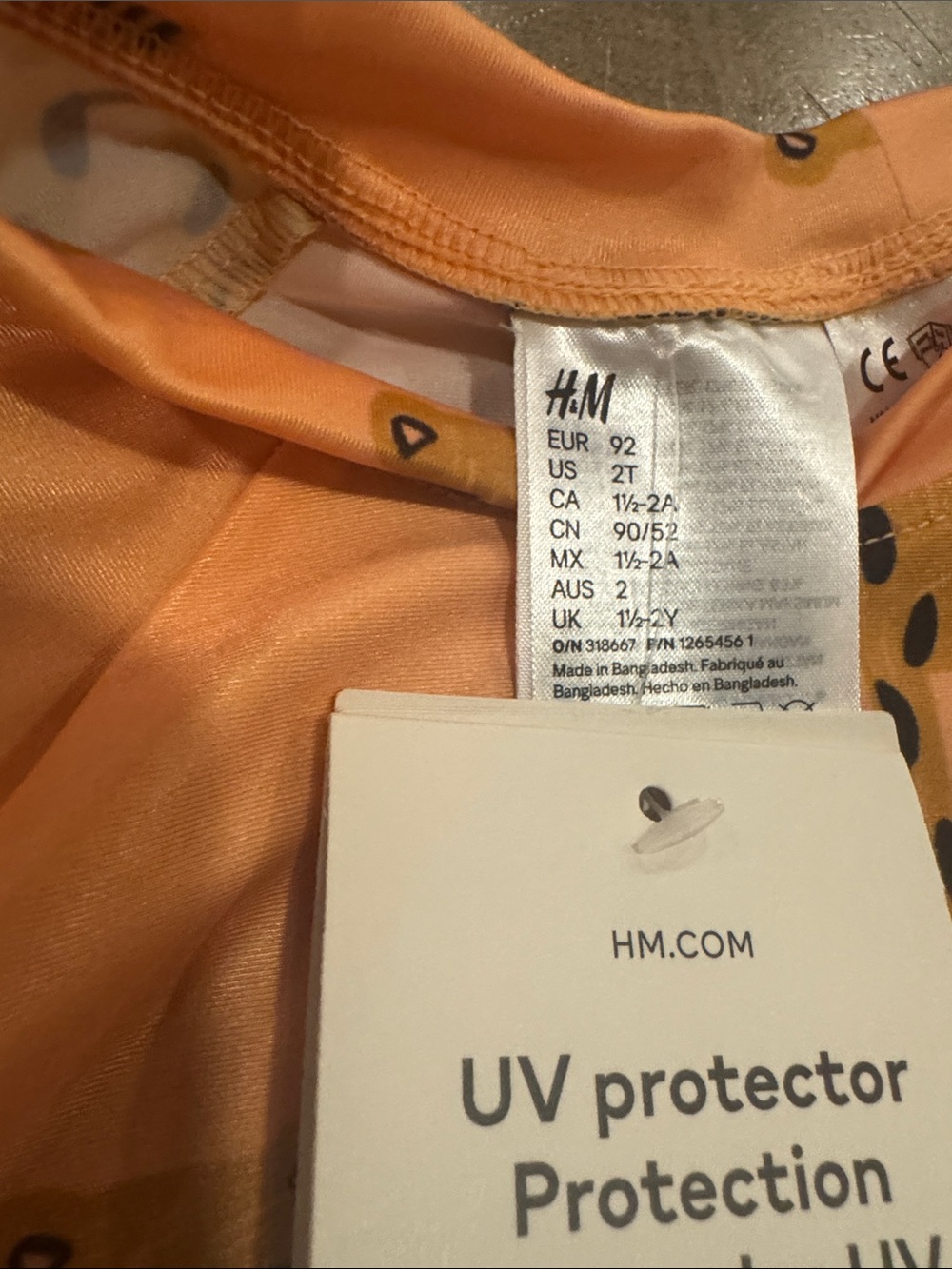 H&M Orange Leopard Print Rash Guard Swim Set - Picture 2 of 12